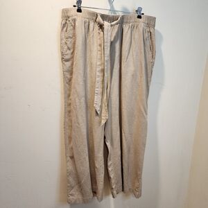 MICHAEL by Michael Kors Beige Wide-Leg Linen Blend Pants XL